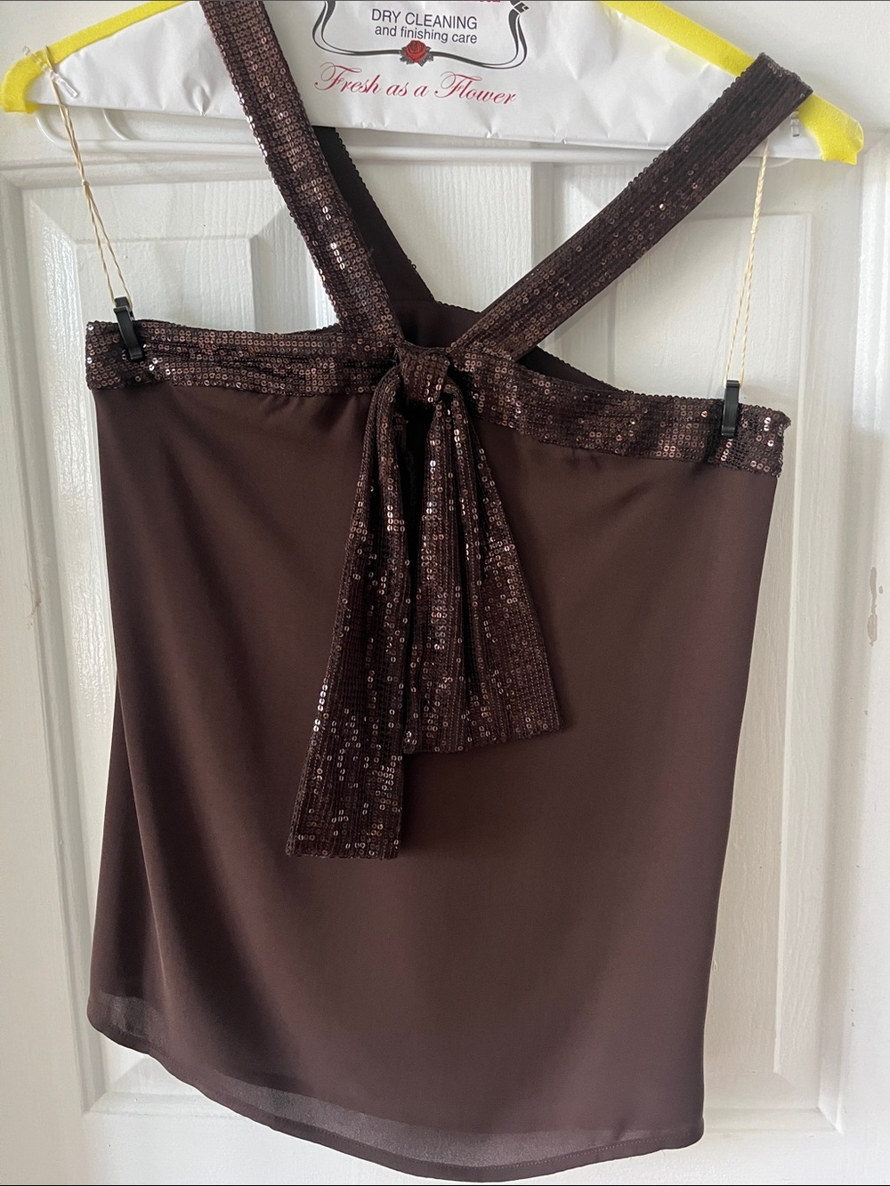 Tory Burch Brown Sequin Accent Tank Top